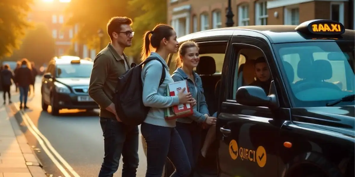 Students Travelling in Taxi