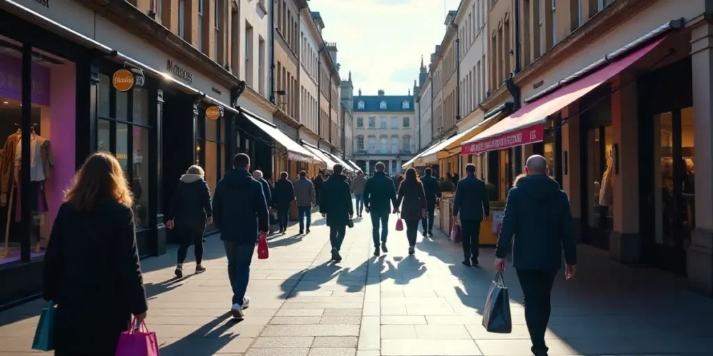 people walking on a shopping street